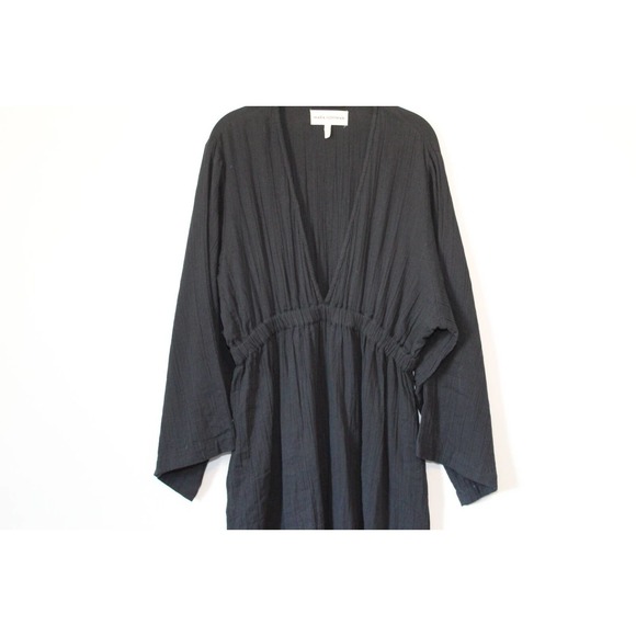 Mara Hoffman Blair Deep V-neck Long Sleeve Maxi Coverup Dress Black Large H14113 - Picture 4 of 16